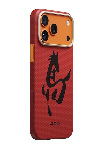 iPhone Uyumlu 17 Pro Max Kılıf M-safe Özellikli Aramid Fiber Pitaka Horse Painting Serisi Kapak Kırmızı
