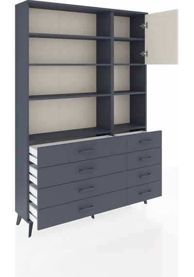 Arges Dolap 8 Raflı 8 Çekmeceli Tek Kapaklı 132x30x195 Antrasit-aytaşı/antrasit Aytası/antrasıt Arges Dolap 8 Raflı 8 Çekmeceli Tek Kapaklı 132x30x195 Antrasit-aytaşı/antrasit Aytası/antrasıt