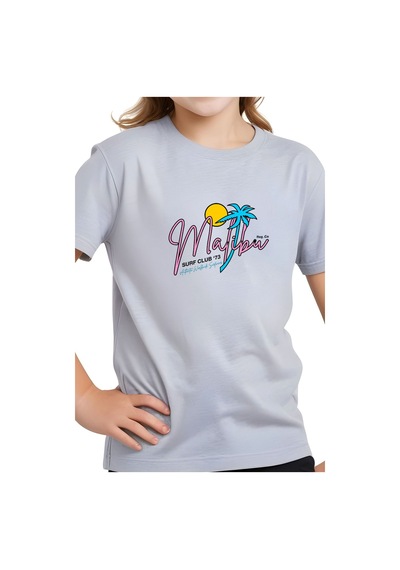 Fyk Kids Kız Çocuk Basic Malibu Baskılı T-shirt Gri