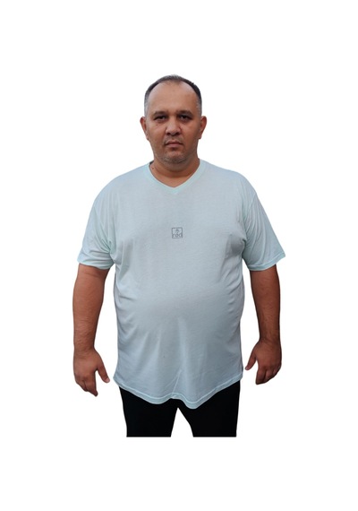 Big Nona Erkek Büyük Beden Unisex T-shirt V Yaka Mint Yeşil Mint Yeşili