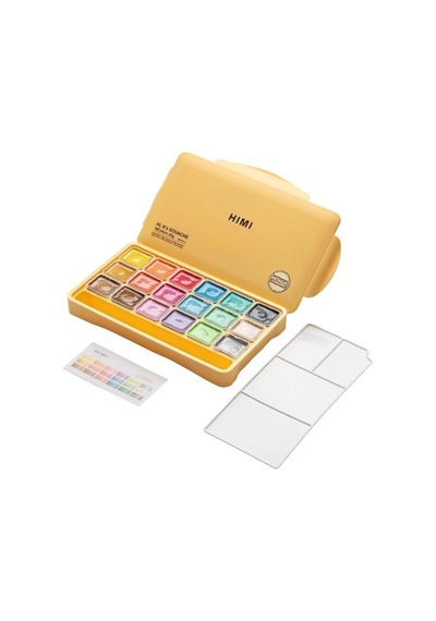 Hımı Jelly Cup Gouache Set 18 Renk X 30 Gr Metalik Renk Guaj Boya Yellow Case Karışık Renk