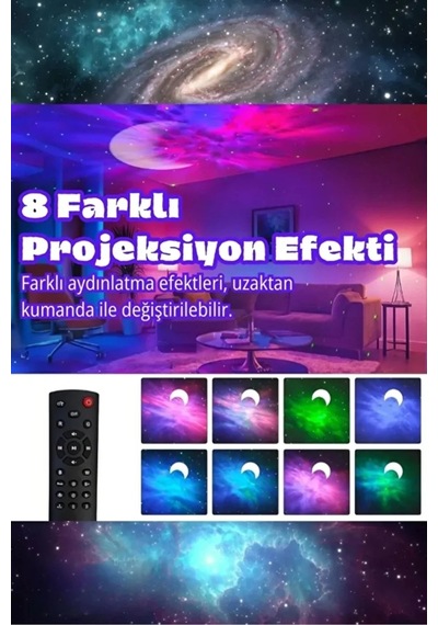 Astronot Bluetooth Hoparlör Bulutsusu Galax Yay Tavan Gökyüzü Projektör Zamanlayıcı Gece Lambası Belirtilmemis