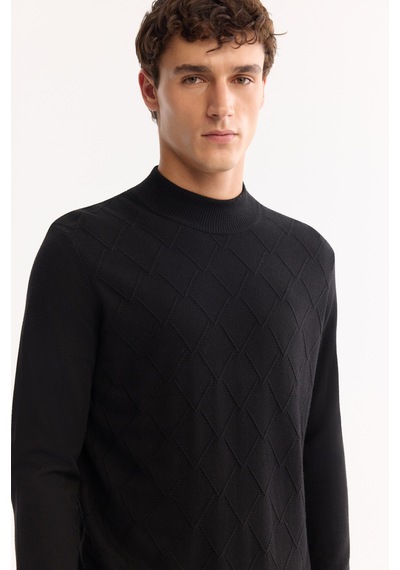Avva Erkek Siyah Bisiklet Yaka Soft Touch Dokulu Triko Regular Fit Kazak A52y5028