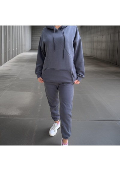 Ceyss Design Unisex Üç İplik Şardonlu Oversize Hoodieli Eşofman Takımı-antrasit Antrasit