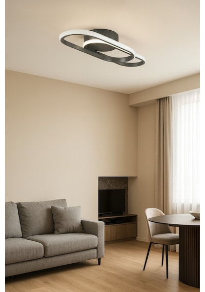 Zzez Gri Renk Modern Tasarım Beyaz Ledli Cafe - Mutfak - Salon 2 Li Led Avize Gri