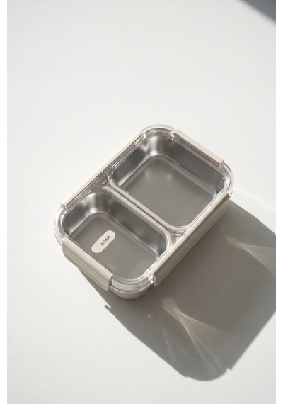 Steelock Paslanmaz Çelik İki Bölmeli Yemek Kabı - 22 Cm Krem