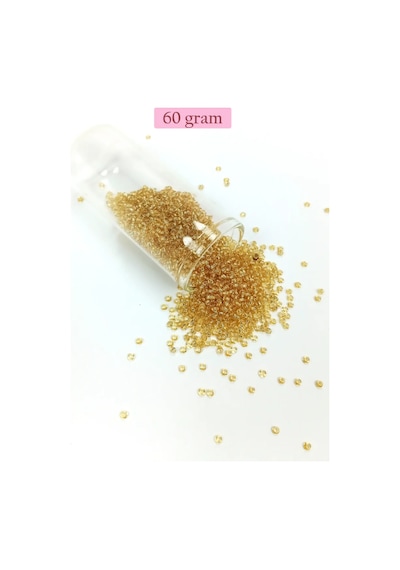 Tedar Dökme Cam Kum Boncuk 11/0 2 Mm - 60 Gram - Şeffaf Bal Rengi - Bnc068 Najmaddin (No:1) 8.5Cm X 10.5 Cm