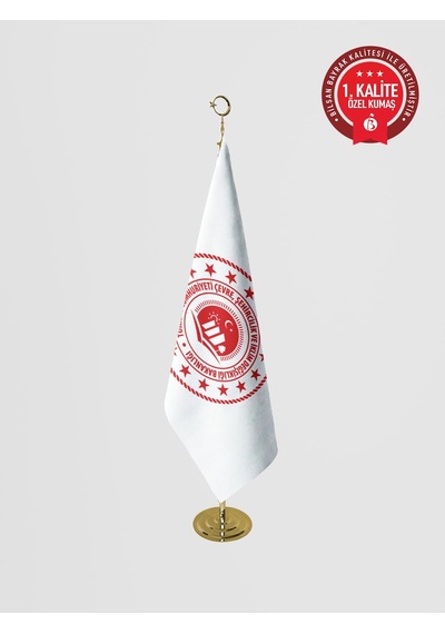 Çevre Ve Şehircilik Bakanlığı Makam Bayrağı - Saçaksız Gold Set 100 x 150 CM