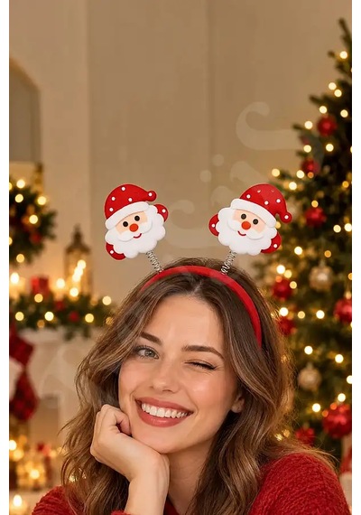 Yılbaşı Tacı Kırmızı Noel Baba Yeni Yıl Taçı Sallanan Taç Unisex Taç