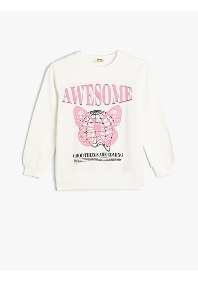 Koton Kız Çocuk Sweatshirt Ekru 5wkg10334ak 25ky59003246 Y5915 Ekru