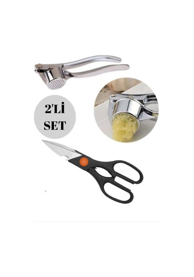 2'li Set 1 Adet Sarımsak Ezici+1 Adet Mutfak Makası Çelik Diğer