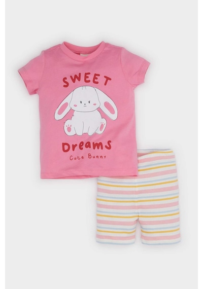 Defacto %100 Pamuklu Pijama Takımı Kız Bebek E4646A525SM Pembe