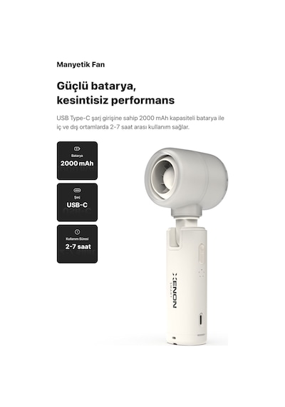 Xenon Smart Taşınabilir Şarjlı 5 Kademeli El Fanı 7 Saat Kullanım 14000 Rpm Sessiz Mini Vantilatör X6101