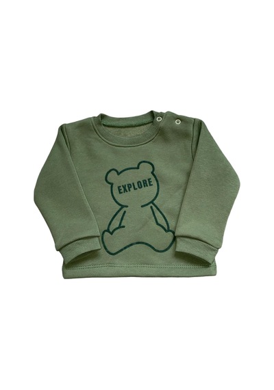 Altıntaş Baby Peluş Ayı Baskılı Üçlü Erkek Takım Yeşil Yeşil