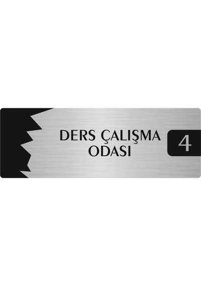 Metal Departman Kapı İsimliği, Yönlendirme Levhası Ders Çalışma Odası 4 10x20 Cm Gümüş Renk