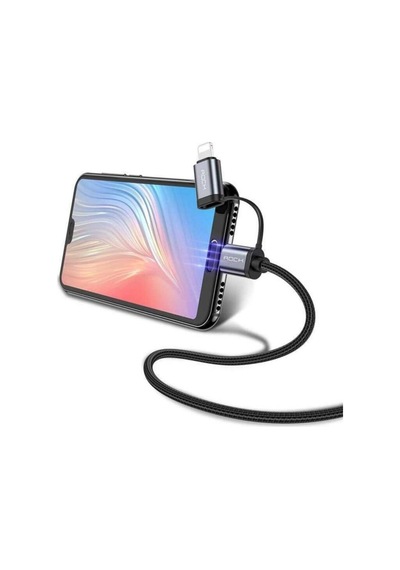 Rock Şarj Kablosu 2 Li Type C Ve Lightning 20w 1 M Siyah