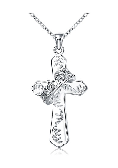 Yeni Moda Aksesuarları 925 Sterlıng Gümüş Takı Sterling Silver Crown Çapraz Kolye Kadınlar İçin Hediye Çok Renkli