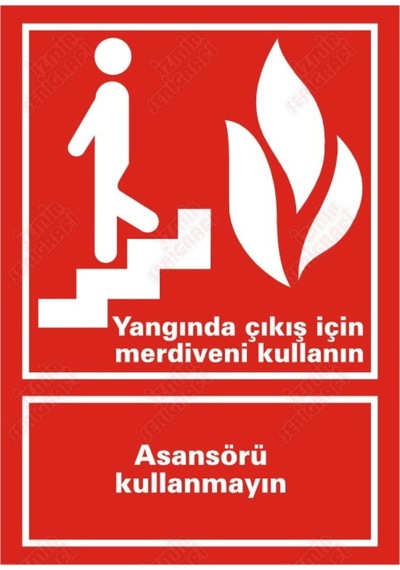 Yangında Çıkış Için Merdiveni Kullanın Asansörü Kullanmayın