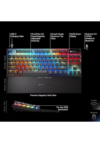 Steelseries Apex Pro TKL Wireless Gen 3 RGB Mekanik Kablosuz Oyuncu Klavyesi