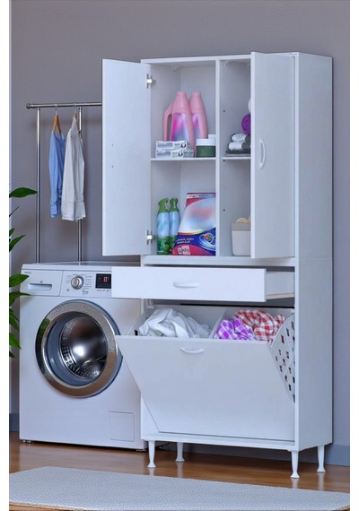 Eliusta Pine 75 Cm Genişlikte Dolap 75x171x32,5 Cm Banyo/mutfak Dolabı İki Kapaklı Sepetli Dolap Beyaz Eliusta Pine 75 Cm Genişlikte Dolap 75x171x32,5 Cm Banyo/mutfak Dolabı İki Kapaklı Sepetli Dolap Beyaz