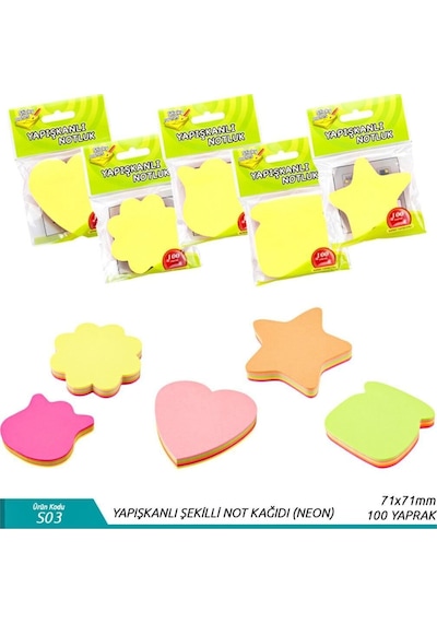 Yapışkanlı Not Kağıdı Şekilli 100 Yaprak Neon Renk