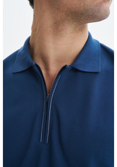 AR-MA Arma Erkek Regular Fit Basic % 100 Pamuk Pike Fermuarlı Polo Yaka Tişört Y29374354002 İndigo