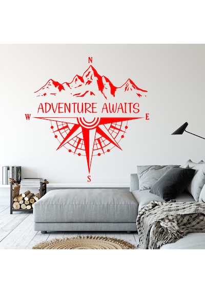 Pusula Adventure Awaits Sticker - Araba Oto Motosiklet Karavan Araç Sticker - 00337 60x60 Cm