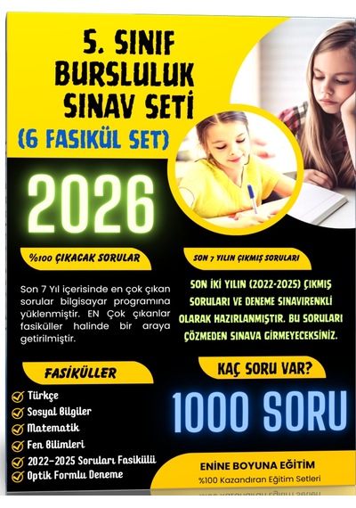 2025 5. Sınıf Bursluluk Sınav Seti (6 Fasikül Kitap)