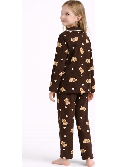 Beka Kids Ayıcık Desenli Uzun Kollu Önden Düğmeli Gömlek Yaka Kız Çocuk Pijama Takımı %100 Pamuklu Kahverengi Beka Kids Ayıcık Desenli Uzun Kollu Önden Düğmeli Gömlek Yaka Kız Çocuk Pijama Takımı %100 Pamuklu Kahverengi