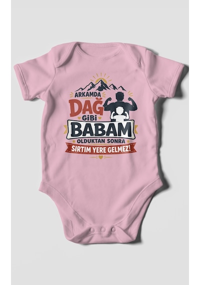 Morivokids Babaya Özel Kısa Kollu Bebek Body %100 Pamuk Zbn209-kk Koyu Pembe