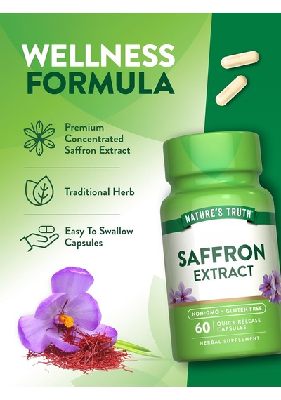 Nature's Truth Saffron Safran Extract Capsules 60 Count Conc