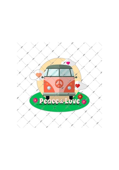 Bay Etiket Wwv4 Peace & Love Hippi Sticker