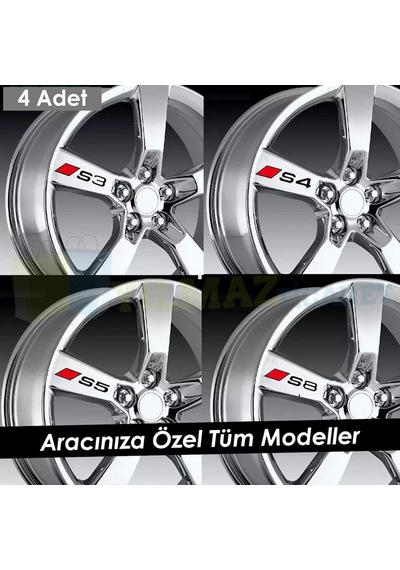 Audi S3 S4 S5 S6 S7 S8 Logo Jant Oto Sticker Yapıştırma 4 Adet