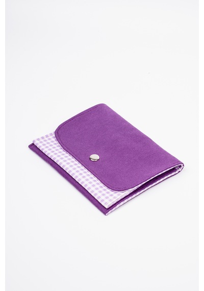 Fabric Craft Bag Kadın Cüzdanı Kumaş, Çıtçıt Kapamalı Mor