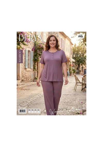 Derya Kadın Bambo Büyük Beden Düğme Yaka İnce Kısa Kol Pijama Takımı 7943 - 1 Adet Gülkurusu Derya Kadın Bambo Büyük Beden Düğme Yaka İnce Kısa Kol Pijama Takımı 7943 - 1 Adet Gülkurusu