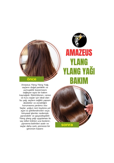 Amazeus Ylang Ylang Yağı %100 Saf Ve Doğal Besleyici Etki 20 Ml / 0.7 Fl Oz