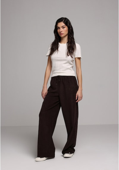 Colins Regular Fıt Yüksel Bel Geniş Paça Kadın Kahverengi Pantolon Cl1077545 Q1.v1 Dbr Koyu Kahve