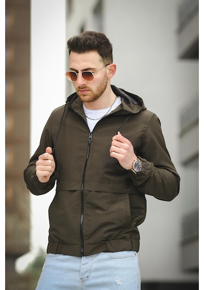 Oksit Antonin Bel Ve Kol Lastikli Slim Fit Erkek Mevsimlik Mont Yağmurluk 001