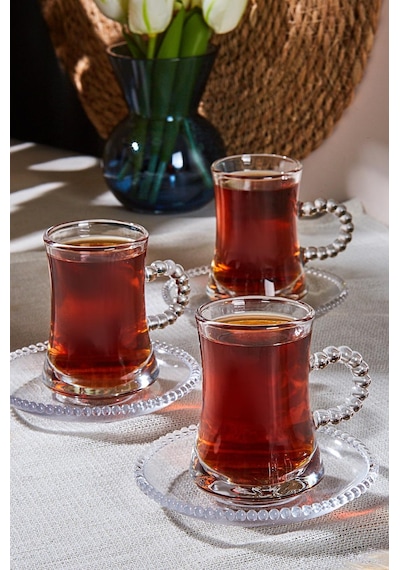 Perotti Pearl 12 Parça Boncuklu Cam Çay Takımı 180 Ml Çay Seti