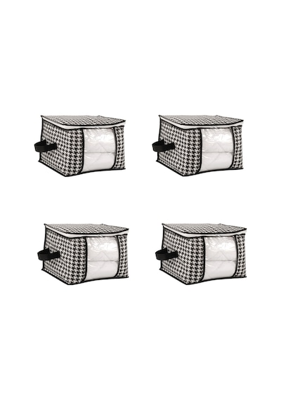 Formeya 4 Adet Lüks Pencereli Çok Amaçlı Çorap Hurcu 34x22x22 Cm Siyah