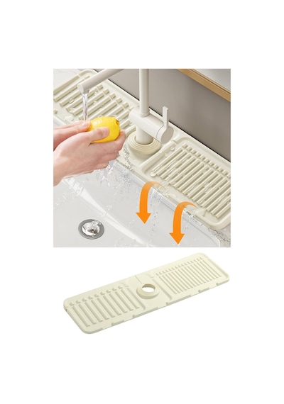 Mutfak Ve Banyo Lavabo Kenarı Silikon Mat Su Sıçrama Önleyici Tezgah Matı Silikon Gri Diğer