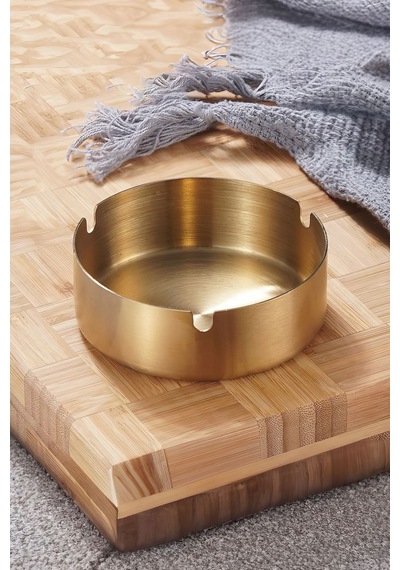 50 Adet Çelik Gold 8 Cm Kafe Restaurant Lokanta Yuvarlak Kül Tablası Küllük