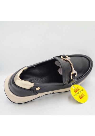 Mammamia D26ya-3975 Siyah Hakiki Deri Anatomik Taban Kadın Günlük Casual Ayakkabı Siyah