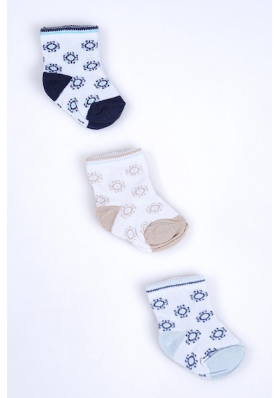 Cocole Socks Erkek Bebek Soket Çorabı 3 Lü Set Pamuklu Otantik Desenli Çok Renkli