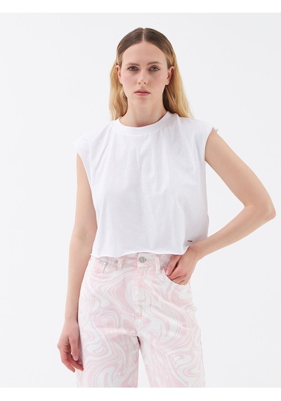 LOFT Crop Kadın Tshirt K.kol Lf2031528 Q1.v1 Beyaz