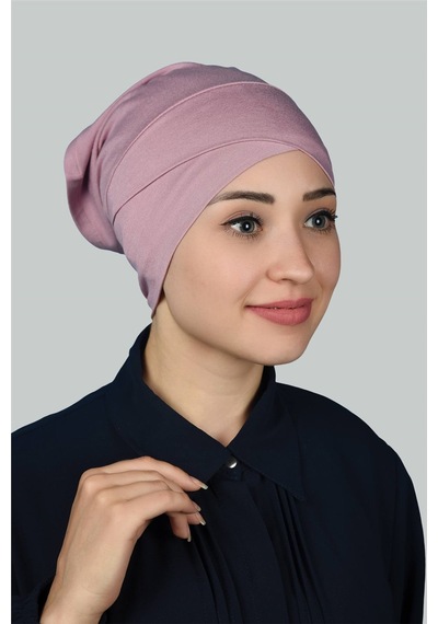 Altobeh Çapraz Dış Kadın Tesettür Bonesi Penye - Koyu Pembe