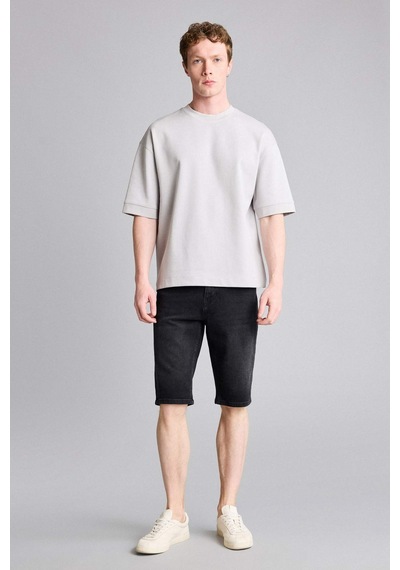 Defacto Loose Fit Bisiklet Yaka Kısa Kollu Ağır Kumaş Basic Açık Gri Tişört B4844ax26augr253 Gri-gr253