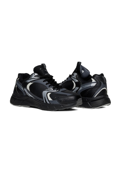 Tonny Black Unisex Siyah Füme Cilt Faylon Taban Bağcıklı Spor Ayakkabı Siyah - Füme