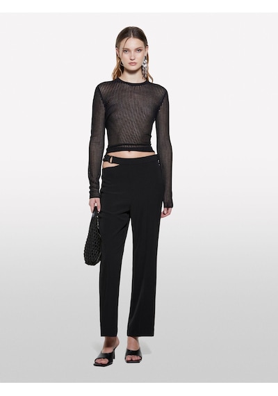 Sisley Beli Zincir Detaylı Dökümlü Pantolon Kadın Siyah Pantolon - 325p41h1lf06z