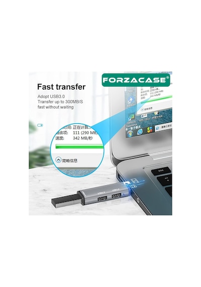 Forzacase Type-c To Usb 3.0 Çoğaltıcı Hub 3in1 Otg Adaptör Fc446